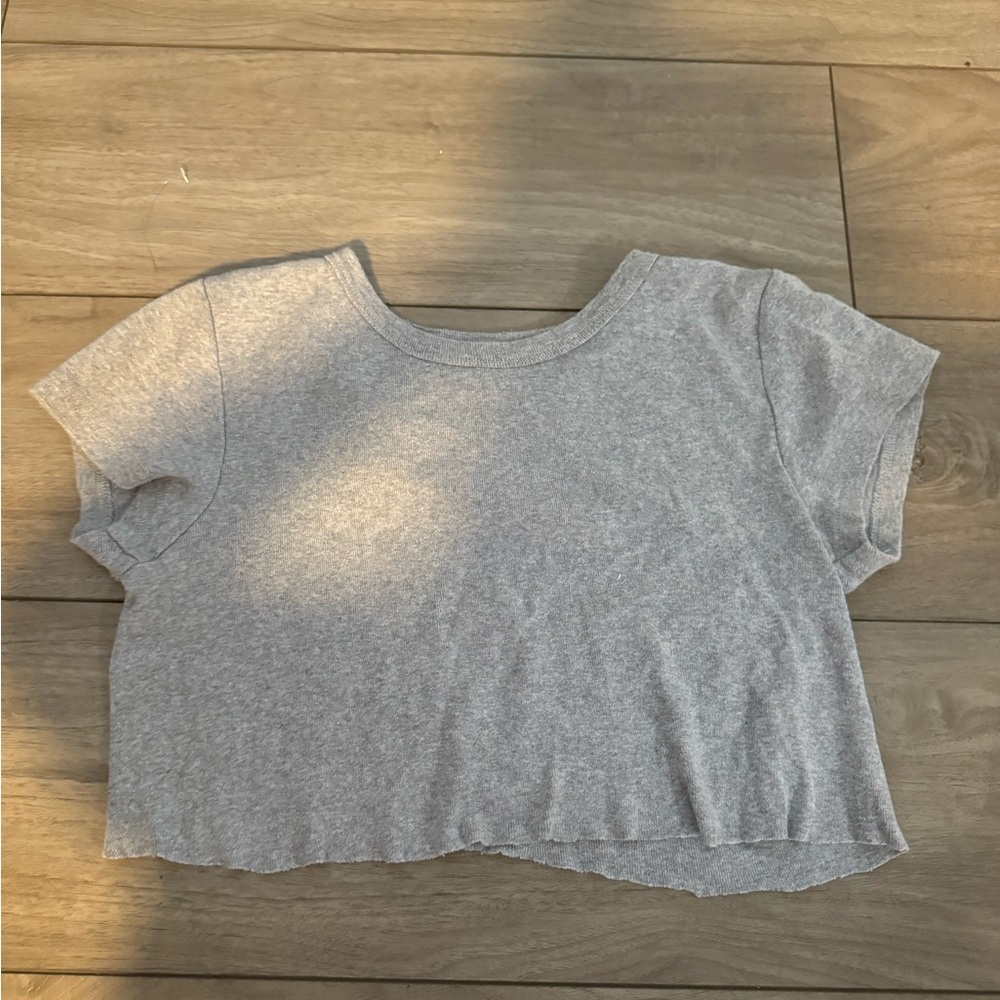 Cropped Brandy Melville John Galt Tee in Gray